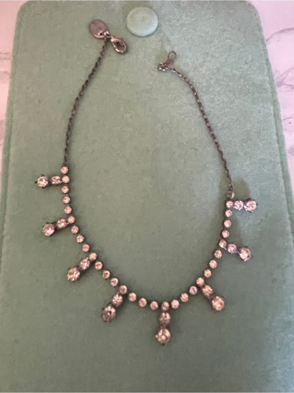 Crystal Teardrop Anklet - Clear Crystal Accent